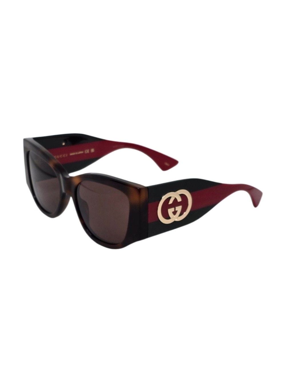 Designer GUCCI Red  GREEN &HAVANA Women's Sunglasses with Gold Emblem